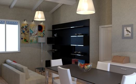 rendering interno di salotto